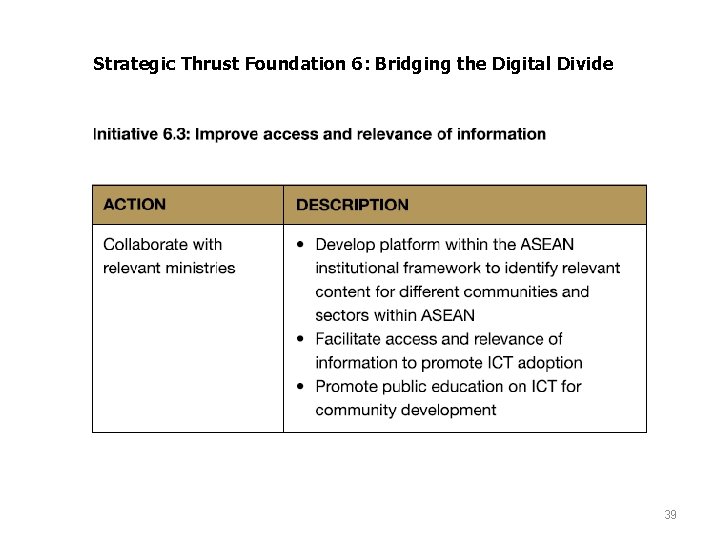 Strategic Thrust Foundation 6: Bridging the Digital Divide 39 