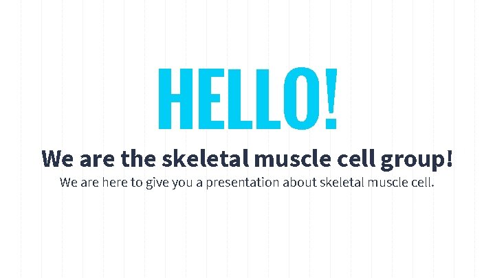 HELLO! We are the skeletal muscle cell group! We are here to give you