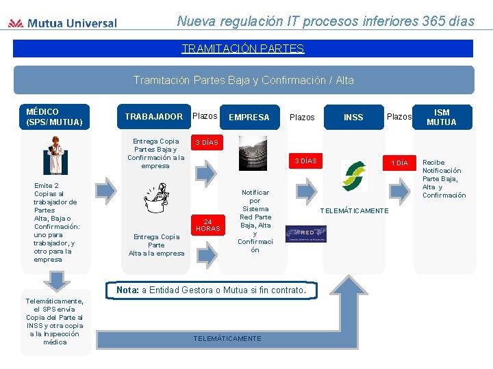 Nueva regulación IT procesos inferiores 365 días TRAMITACIÓN PARTES Tramitación Partes Baja y Confirmación