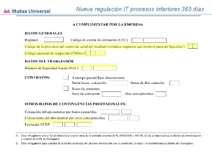 Nueva regulación IT procesos inferiores 365 días 