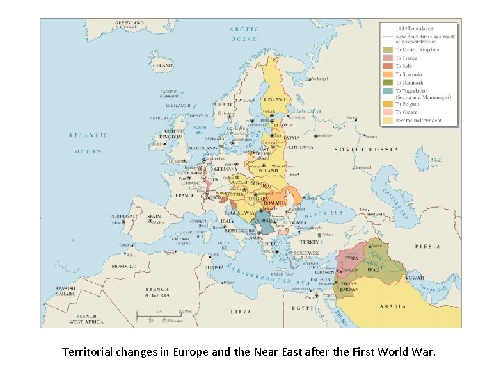 Territorial changes in Europe and the Near East after the First World War. 