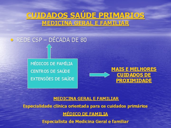 CUIDADOS SAÚDE PRIMARIOS MEDICINA GERAL E FAMILIAR • REDE CSP – DÉCADA DE 80