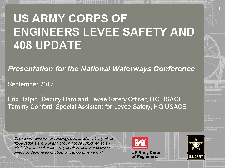 1 US ARMY CORPS OF ENGINEERS LEVEE SAFETY AND 408 UPDATE 255 255 237