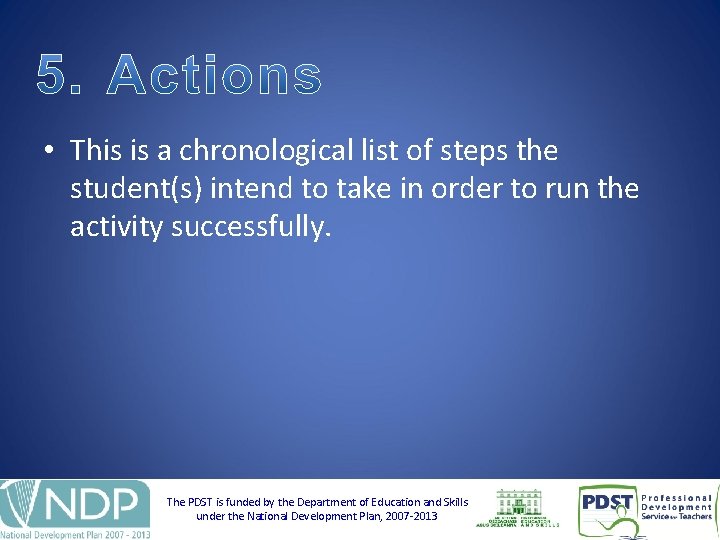 • This is a chronological list of steps the student(s) intend to take