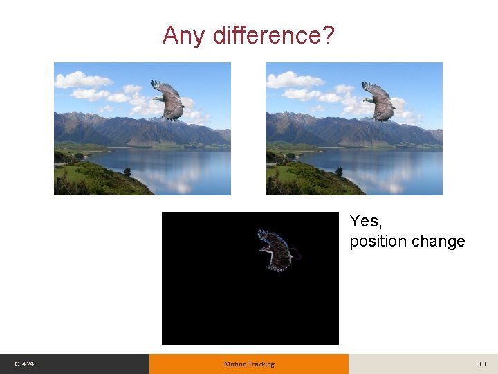 Any difference? Yes, position change CS 4243 Motion Tracking 13 