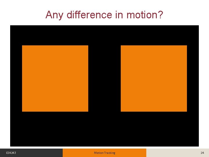 Any difference in motion? CS 4243 Motion Tracking 24 