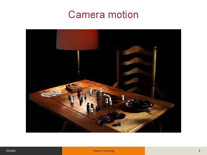 Camera motion CS 4243 Motion Tracking 6 