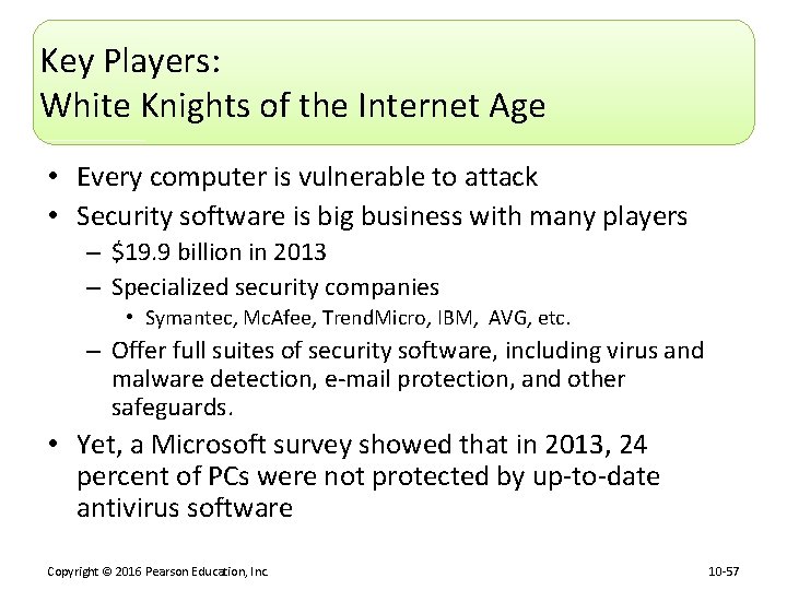 Key Players: White Knights of the Internet Age • Every computer is vulnerable to