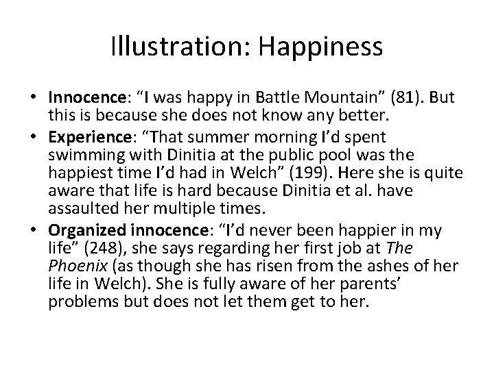 Illustration: Happiness • Innocence: “I was happy in Battle Mountain” (81). But this is Illustration: Happiness • Innocence: “I was happy in Battle Mountain” (81). But this is