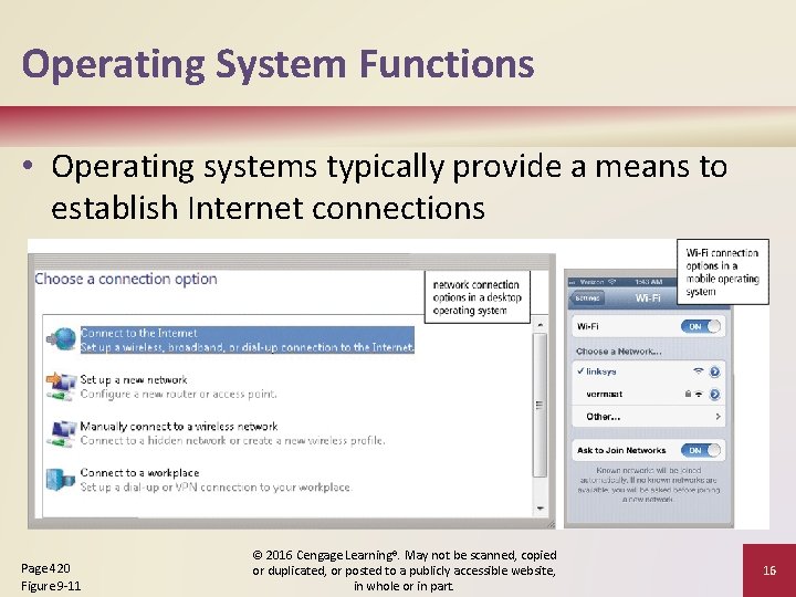Operating System Functions • Operating systems typically provide a means to establish Internet connections