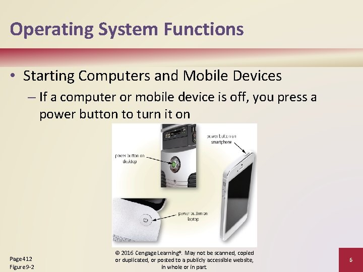 Operating System Functions • Starting Computers and Mobile Devices – If a computer or