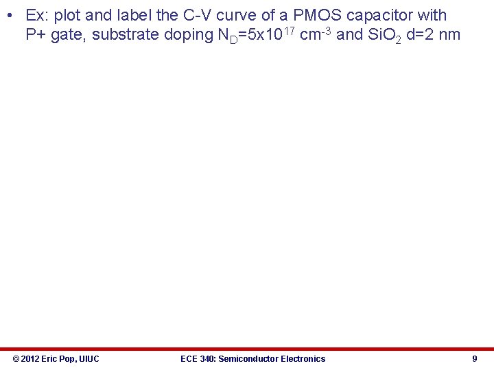  • Ex: plot and label the C-V curve of a PMOS capacitor with