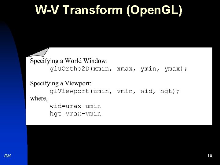 W-V Transform (Open. GL) RM 10 