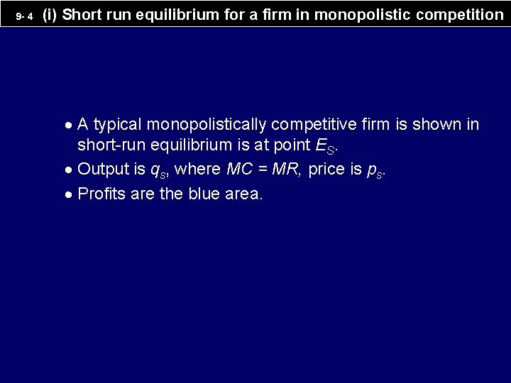 9 - 4 (i) Short run equilibrium for a firm in monopolistic competition ·