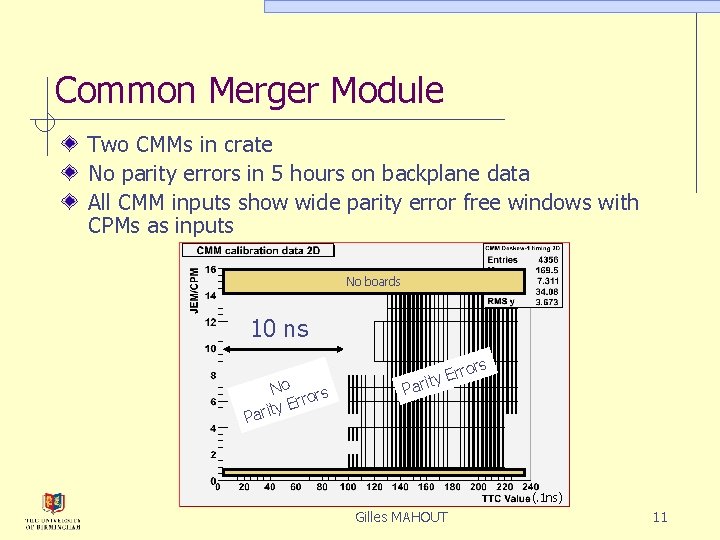 Common Merger Module Two CMMs in crate No parity errors in 5 hours on