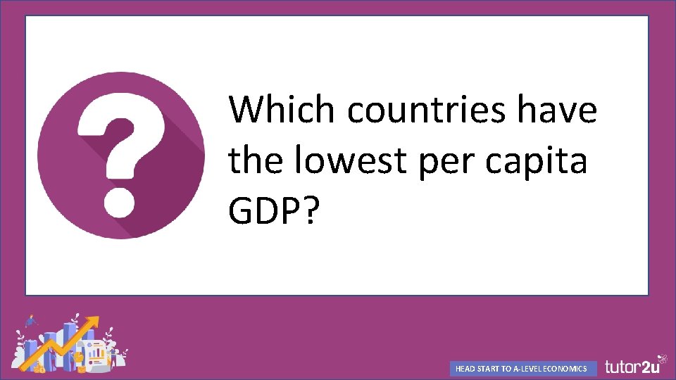 Which countries have the lowest per capita GDP? HEAD START TO A-LEVEL ECONOMICS 