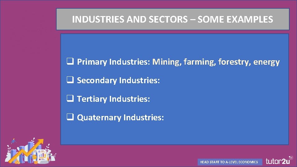 INDUSTRIES AND SECTORS – SOME EXAMPLES q Primary Industries: Mining, farming, forestry, energy q