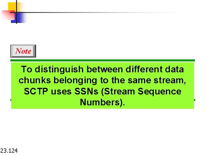 Note To distinguish between different data chunks belonging to the same stream, SCTP uses