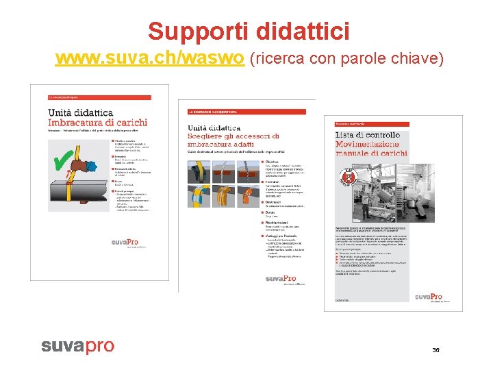 Supporti didattici www. suva. ch/waswo (ricerca con parole chiave) 36 