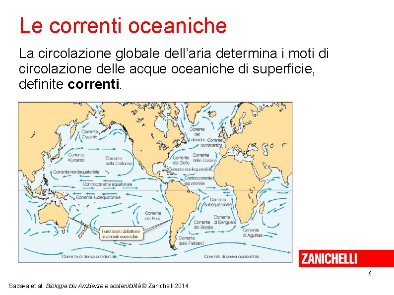 Le correnti oceaniche La circolazione globale dell’aria determina i moti di circolazione delle acque