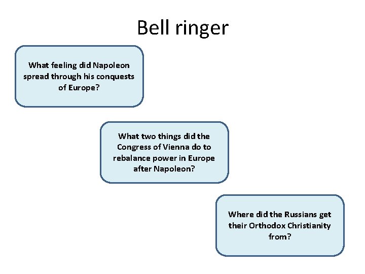 Bell ringer Nationalism- or pride and What feeling did Napoleon devotion in one’s nation