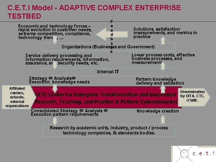 C. E. T. I Model - ADAPTIVE COMPLEX ENTERPRISE TESTBED F e Solutions, satisfaction