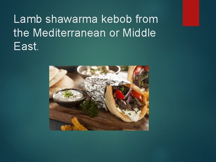 Lamb shawarma kebob from the Mediterranean or Middle East. 