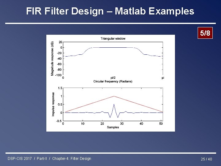 FIR Filter Design – Matlab Examples 5/8 DSP-CIS 2017 / Part-II / Chapter-4: Filter