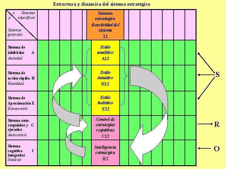 Estructura y dinámica del sistema estratégico x y Sistemas específicos Sistemas generales Sistema estratégico