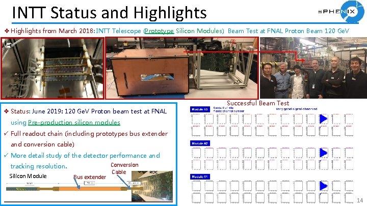  INTT Status and Highlights v Highlights from March 2018: INTT Telescope (Prototype Silicon