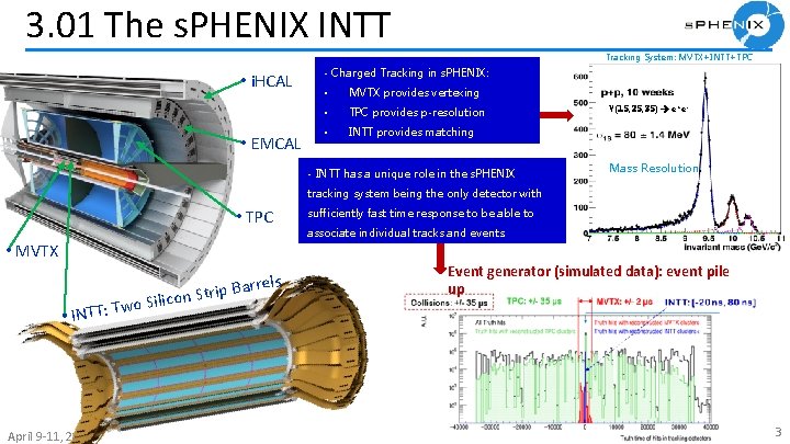  3. 01 The s. PHENIX INTT Tracking System: MVTX+INTT+TPC • i. HCAL •