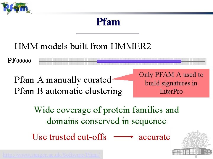 Pfam HMM models built from HMMER 2 PF 00000 Pfam A manually curated Pfam