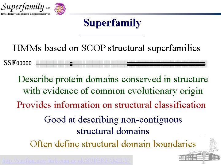 Superfamily HMMs based on SCOP structural superfamilies SSF 00000 Describe protein domains conserved in
