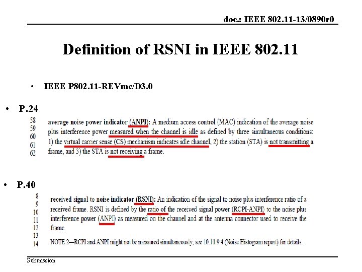 doc. : IEEE 802. 11 -13/0890 r 0 Definition of RSNI in IEEE 802.