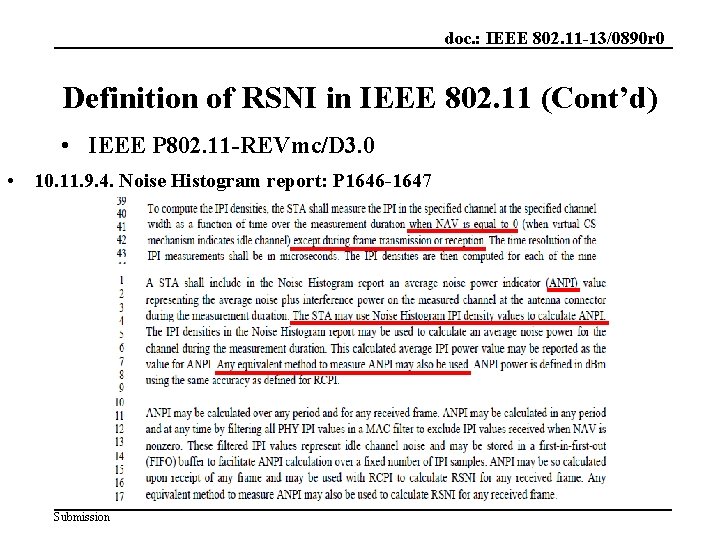 doc. : IEEE 802. 11 -13/0890 r 0 Definition of RSNI in IEEE 802.