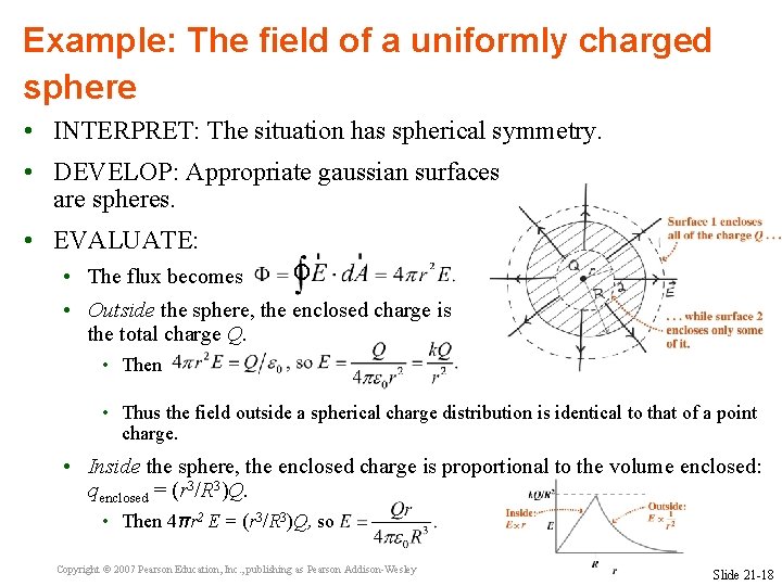 Example: The field of a uniformly charged sphere • INTERPRET: The situation has spherical