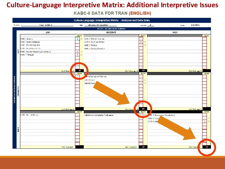 Culture-Language Interpretive Matrix: Additional Interpretive Issues KABC-II DATA FOR TRAN (ENGLISH) 