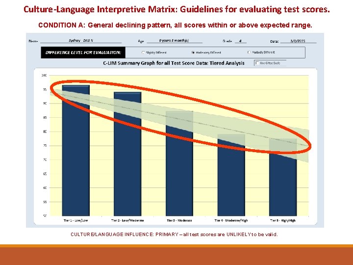 Culture-Language Interpretive Matrix: Guidelines for evaluating test scores. CONDITION A: General declining pattern, all