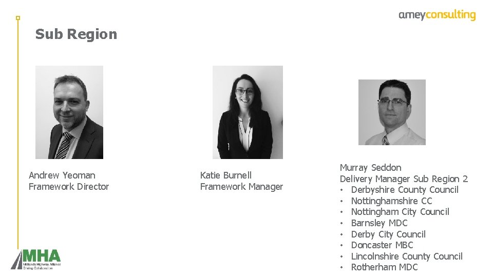 Sub Region Andrew Yeoman Framework Director Katie Burnell Framework Manager Murray Seddon Delivery Manager