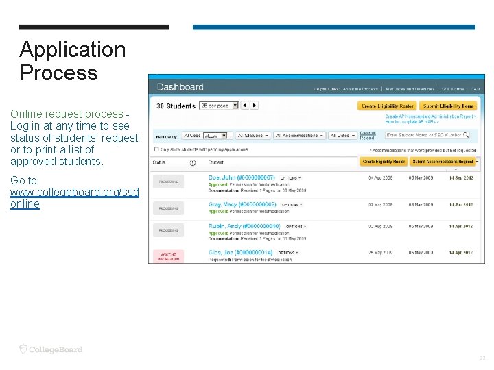 Application Process Online request process - Log in at any time to see status Application Process Online request process - Log in at any time to see status