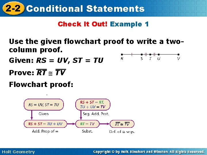 2 -2 Conditional Statements Check It Out! Example 1 Use the given flowchart proof 2 -2 Conditional Statements Check It Out! Example 1 Use the given flowchart proof