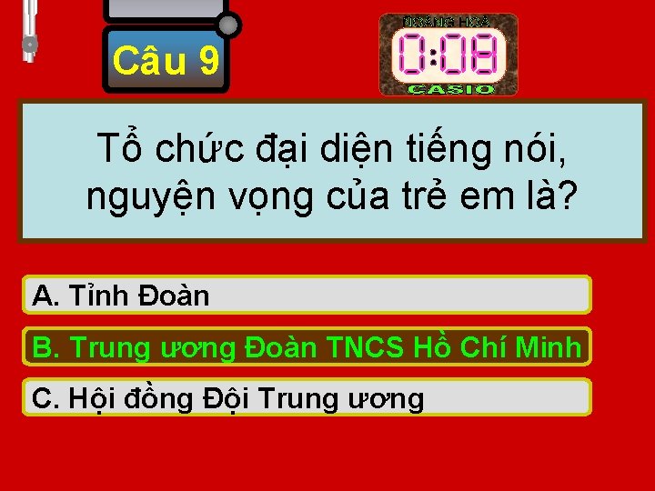 Câu 9 Tổ chức đại diện tiếng nói, nguyện vọng của trẻ em là?