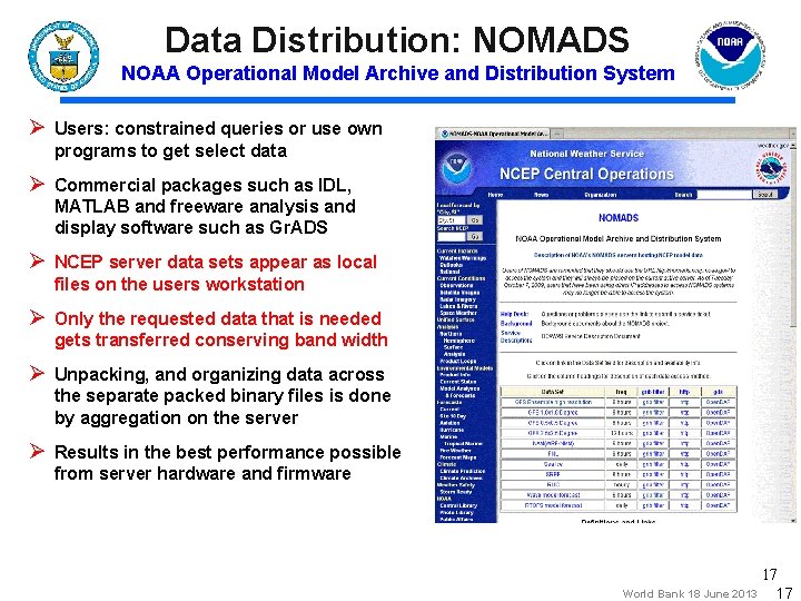 Data Distribution: NOMADS NOAA Operational Model Archive and Distribution System Ø Users: constrained queries