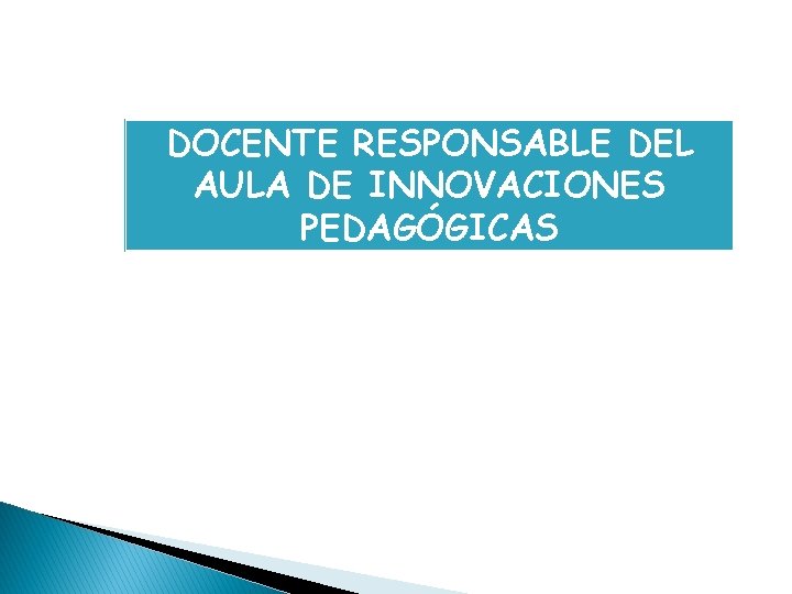 DOCENTE RESPONSABLE DEL AULA DE INNOVACIONES PEDAGÓGICAS 