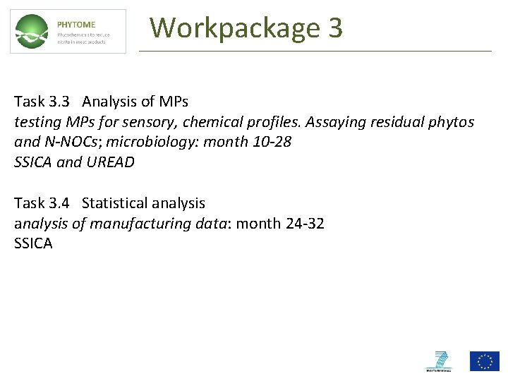 Workpackage 3 Task 3. 3 Analysis of MPs testing MPs for sensory, chemical profiles.