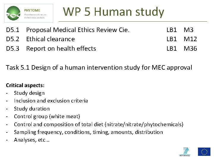 WP 5 Human study D 5. 1 Proposal Medical Ethics Review Cie. D 5.