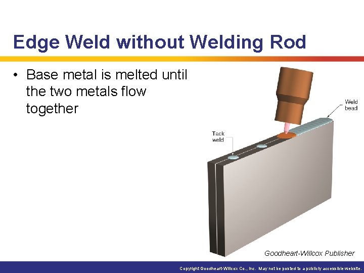 Edge Weld without Welding Rod • Base metal is melted until the two metals