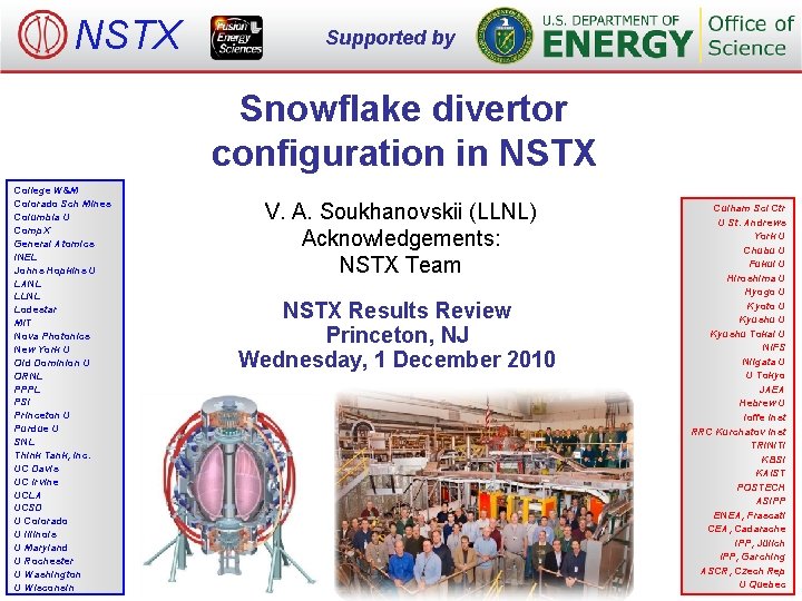 NSTX Supported by Snowflake divertor configuration in NSTX College W&M Colorado Sch Mines Columbia