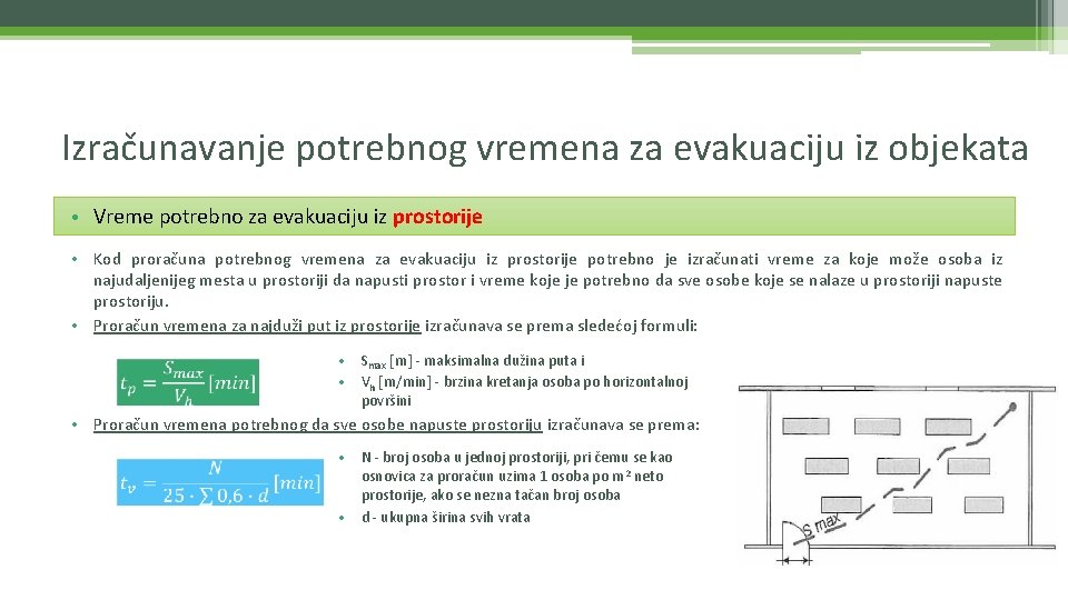 Izračunavanje potrebnog vremena za evakuaciju iz objekata • Vreme potrebno za evakuaciju iz prostorije