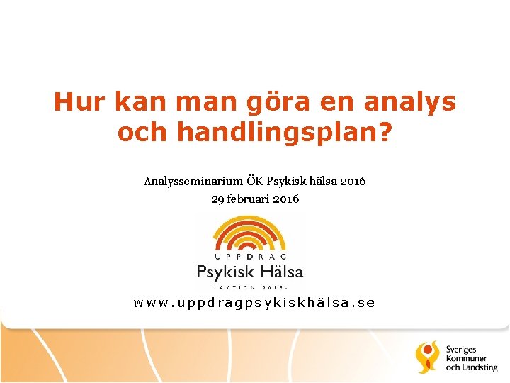 Hur kan man göra en analys och handlingsplan? Analysseminarium ÖK Psykisk hälsa 2016 29